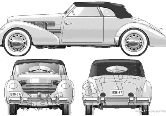 Cord 810 Sportsman (1937) - Корд - чертежи, габариты, рисунки автомобиля