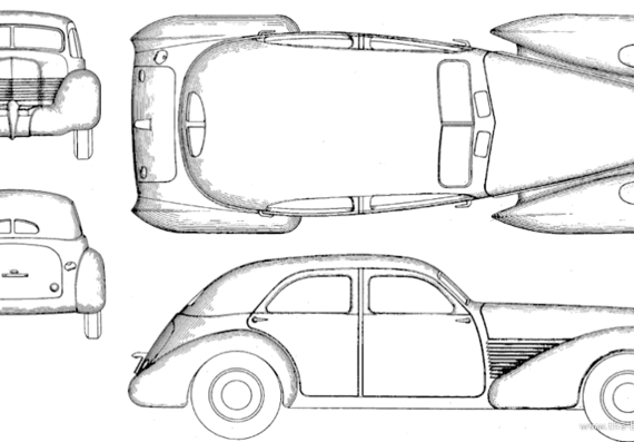 Cord Sedan (1937) - Корд - чертежи, габариты, рисунки автомобиля