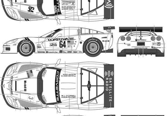 Corvette C6-R - Шевроле - чертежи, габариты, рисунки автомобиля