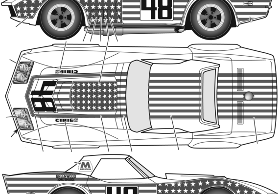 Corvette Sebring John Greenwoods Star and Stripes (1971) - Шевроле - чертежи, габариты, рисунки автомобиля