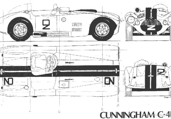 Cunningham C4 R 900 - Гоночный Classics - чертежи, габариты, рисунки автомобиля