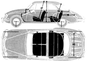 DKW 3-6 2-Door (1956) - ДКВ - чертежи, габариты, рисунки автомобиля