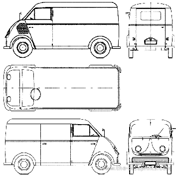 DKW 3-6 Van (1955) - ДКВ - чертежи, габариты, рисунки автомобиля