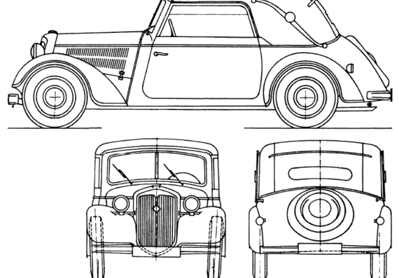 DKW F8 (1939) - ДКВ - чертежи, габариты, рисунки автомобиля