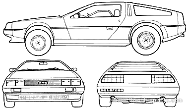 DMC DeLorean 12 (1981) - Разные автомобили - чертежи, габариты, рисунки автомобиля