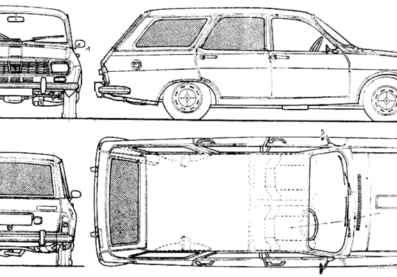Dacia 1300F Break - Дациа - чертежи, габариты, рисунки автомобиля