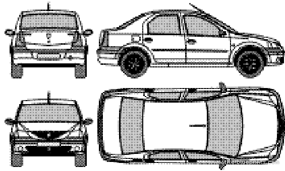 Dacia Logan (2006) - Дациа - чертежи, габариты, рисунки автомобиля