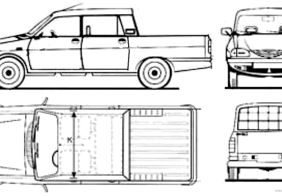 Dacia Pick-up Double Cab - Дациа - чертежи, габариты, рисунки автомобиля