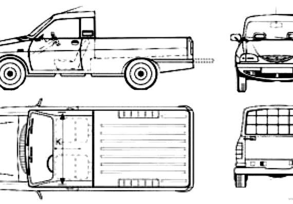 Dacia Pick Up - Дациа - чертежи, габариты, рисунки автомобиля