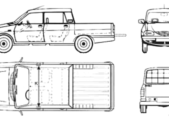 Dacia Pick Up Double Cab - Дациа - чертежи, габариты, рисунки автомобиля