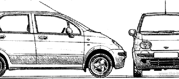 Daewoo Matiz (1998) - Дэо - чертежи, габариты, рисунки автомобиля