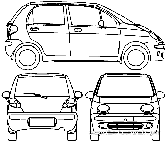 Daewoo Matiz (2005) - Дэо - чертежи, габариты, рисунки автомобиля