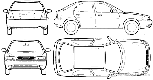 Daewoo Nubira 5-Door (1998) - Дэо - чертежи, габариты, рисунки автомобиля
