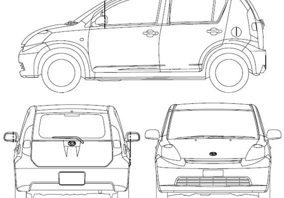 Daihatsu Boon (2005) - Дайхацу  - чертежи, габариты, рисунки автомобиля
