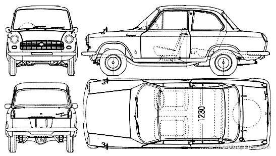 Daihatsu Compagno (1965) - Дайхацу  - чертежи, габариты, рисунки автомобиля