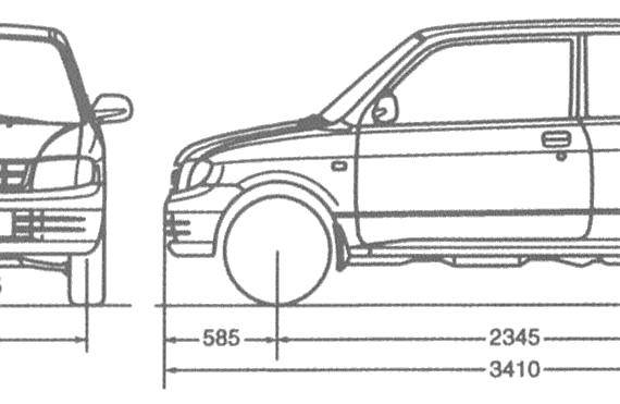 Daihatsu Cuore - Дайхацу  - чертежи, габариты, рисунки автомобиля