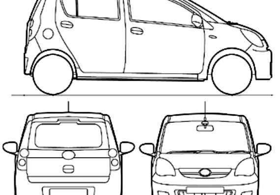 Daihatsu Cuore (2010) - Дайхацу  - чертежи, габариты, рисунки автомобиля
