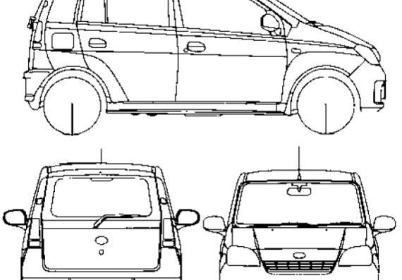 Daihatsu Cuore 5-Door (2006) - Дайхацу  - чертежи, габариты, рисунки автомобиля