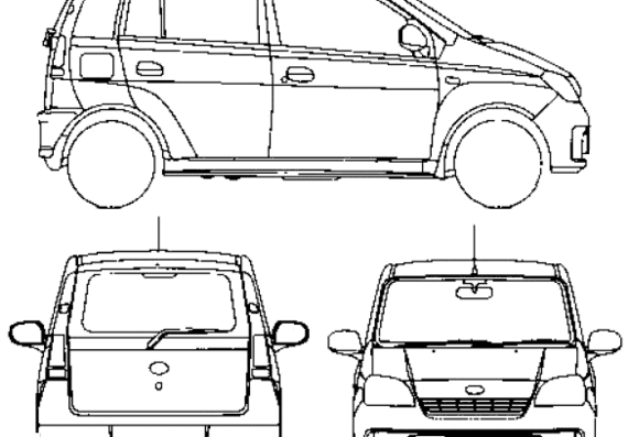 Daihatsu Cuore 5-Door (2007) - Дайхацу  - чертежи, габариты, рисунки автомобиля