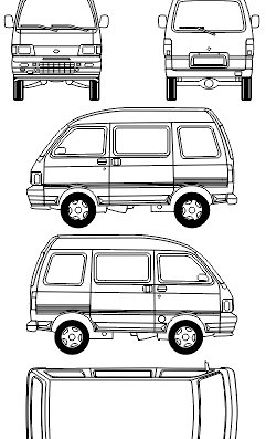Daihatsu Hijet Combi - Дайхацу  - чертежи, габариты, рисунки автомобиля