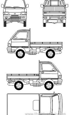 Daihatsu Hijet Pick-up - Дайхацу  - чертежи, габариты, рисунки автомобиля