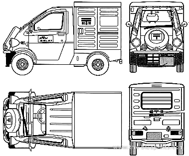 Daihatsu Midget II - Дайхацу  - чертежи, габариты, рисунки автомобиля