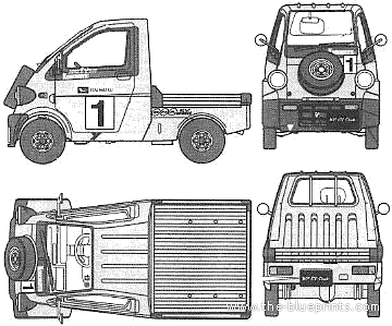 Daihatsu Midget II KP-100 - Дайхацу  - чертежи, габариты, рисунки автомобиля