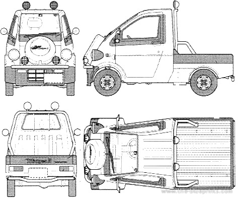 Daihatsu Midget II Type R (1996) - Дайхацу  - чертежи, габариты, рисунки автомобиля