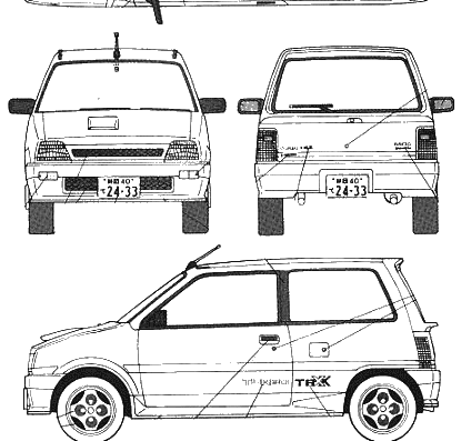 Daihatsu Mira TR-XX Tohge - Дайхацу  - чертежи, габариты, рисунки автомобиля
