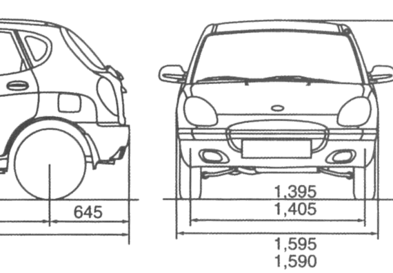 Daihatsu Sirion - Дайхацу  - чертежи, габариты, рисунки автомобиля