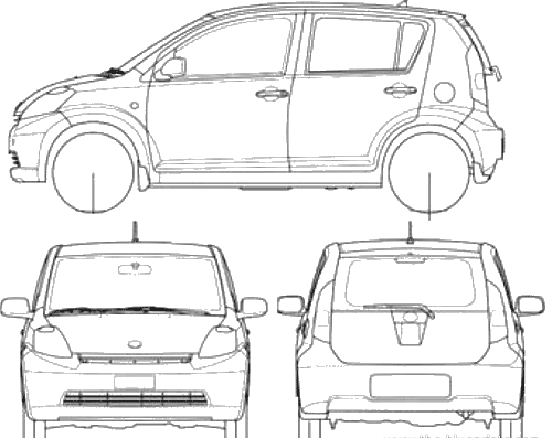 Daihatsu Sirion (2005) - Дайхацу  - чертежи, габариты, рисунки автомобиля