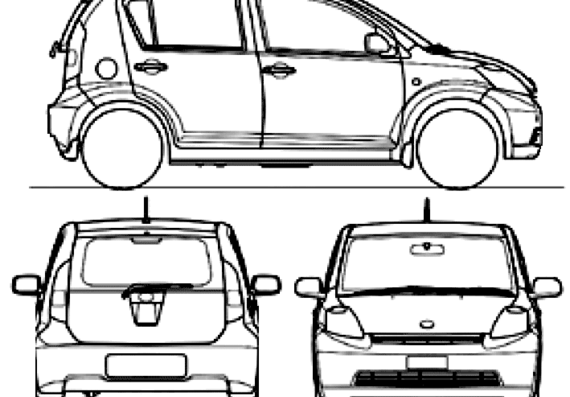 Daihatsu Sirion (2010) - Дайхацу  - чертежи, габариты, рисунки автомобиля
