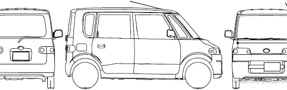 Daihatsu Tanto (2006) - Дайхацу  - чертежи, габариты, рисунки автомобиля
