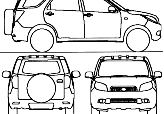 Daihatsu Terios LWB (2010) - Дайхацу  - чертежи, габариты, рисунки автомобиля