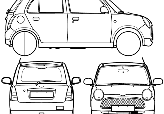 Daihatsu Trevis (2007) - Дайхацу  - чертежи, габариты, рисунки автомобиля