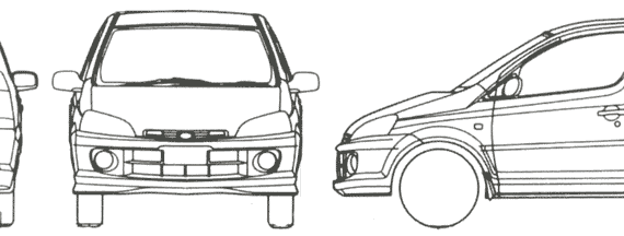 Daihatsu YRV - Дайхацу  - чертежи, габариты, рисунки автомобиля