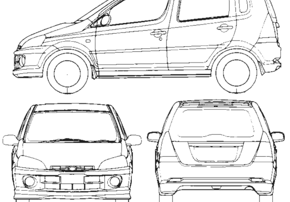 Daihatsu YRV (2005) - Дайхацу  - чертежи, габариты, рисунки автомобиля