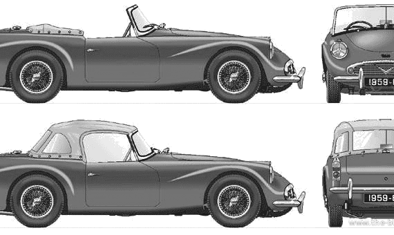 Daimler Dart SP250 (1953) - Даймлер - чертежи, габариты, рисунки автомобиля