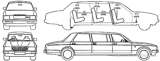Daimler Eagle V8 Limousine (1990) - Даймлер - чертежи, габариты, рисунки автомобиля