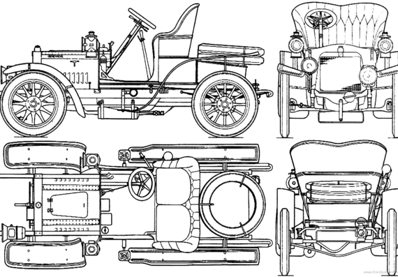 Darracq Genevieve (1904) - Разные автомобили - чертежи, габариты, рисунки автомобиля