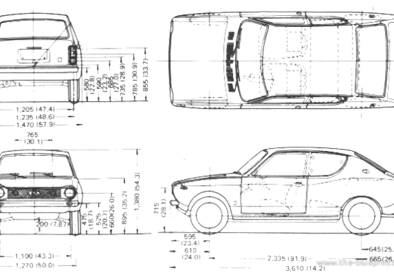 Datsun 100 A E 10 - Датсун - чертежи, габариты, рисунки автомобиля