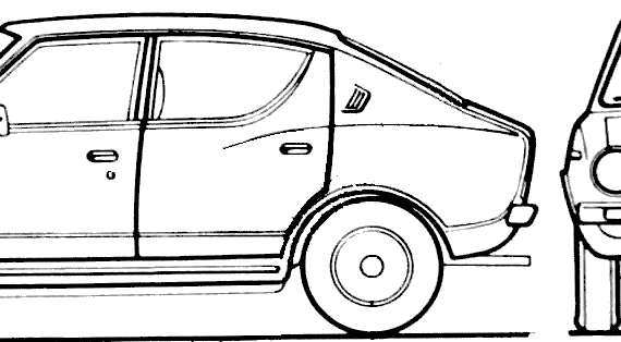 Datsun 120A Cherry E10 (1973) - Датсун - чертежи, габариты, рисунки автомобиля
