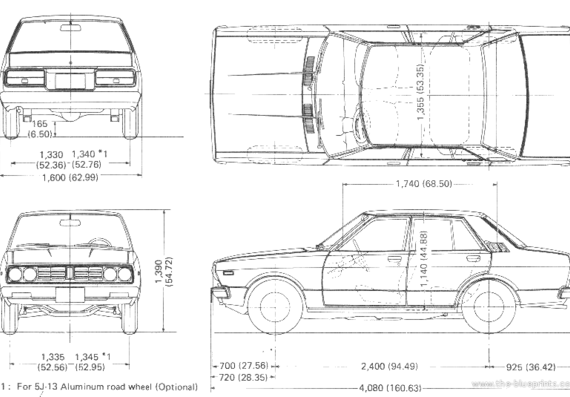 Datsun 160 J Violet A 10 - Датсун - чертежи, габариты, рисунки автомобиля