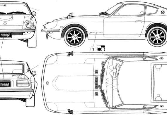 Datsun 240Z (1972) - Датсун - чертежи, габариты, рисунки автомобиля