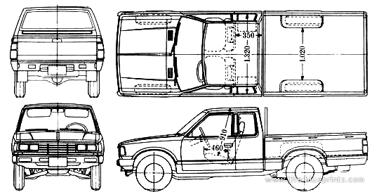 Datsun 620 Pick-Up (1975) - Датсун - чертежи, габариты, рисунки автомобиля