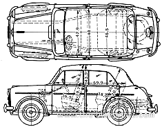 Datsun Bluebird 211 (1959) - Датсун - чертежи, габариты, рисунки автомобиля