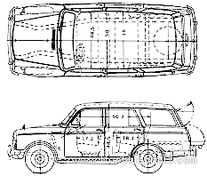 Datsun Bluebird 312 Wagon (1963) - Датсун - чертежи, габариты, рисунки автомобиля