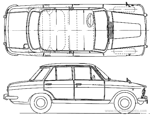 Datsun Bluebird 411 4-Door - Датсун - чертежи, габариты, рисунки автомобиля