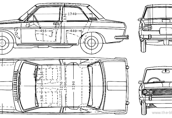 Datsun Bluebird 510 2-Door (1970) - Датсун - чертежи, габариты, рисунки автомобиля