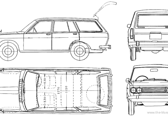Datsun Bluebird 510 Wagon (1970) - Датсун - чертежи, габариты, рисунки автомобиля